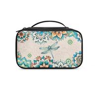 Pzuqiu Grande trousse de maquillage de voyage étanche pour femme - Trousse de toilette de voyage pour filles, Libellule Boho Fleur