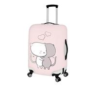 Pzuqiu Housse de bagage de 45,7 à 81,3 cm - Housse de protection pour valise, chariot de voyage, école, voyage et utilisation quotidienne, Chats mignons roses, L (25-28 inch suitcase)