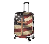 Pzuqiu Housse de bagage de voyage élastique avec impression 3D, 45,7 à 81,3 cm, pour la rentrée scolaire quotidienne, Croix du drapeau américain, M (22-24 inch suitcase)