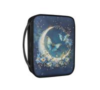 Pzuqiu Housse de bible pour femme, grand étui de transport en cuir synthétique avec poignée et sac de protection, église chrétienne, étude de la Bible, Papillon Lune, Taille unique