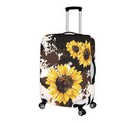 Pzuqiu Housses de protection pour valises de 45,7 à 81,3 cm, accessoires pour valises de voyage, école, Tournesol en peau de vache marron, L (25-28 inch suitcase)
