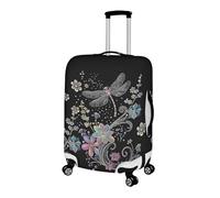 Pzuqiu Housses de protection pour valises de 45,7 à 81,3 cm, accessoires pour valises de voyage, école, Libellule florale., XL (29-32 inch suitcase)