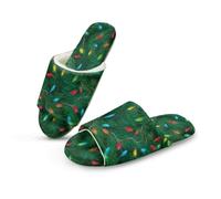 Pzuqiu Pantoufles en mousse à mémoire de forme pour femme - Bout ouvert - Chaudes et confortables - Chaussures d'intérieur et d'extérieur, Lumières de Noël., 42/44 EU