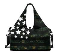 Pzuqiu Sac de yoga de voyage avec compartiment à chaussures et poches de rangement pour homme et femme, motif drapeau américain pour transporter du matériel d'entraînement, du maquillage et des