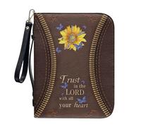 Pzuqiu Sac fourre-tout biblique avec bandoulière pour femme, étui de transport de la Bible, grande capacité, accessoires chrétiens, L-2XL, Léopard tournesol papillon, XL-11.2"x8"x2.2"