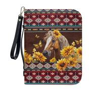 Pzuqiu Sac fourre-tout biblique avec bandoulière pour femme, étui de transport de la Bible, grande capacité, accessoires chrétiens, L-2XL, Cheval aztèque tournesol, L-10.2"x7"x1.9"