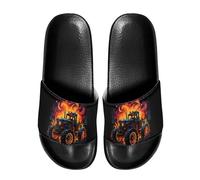 Pzuqiu Sandales pour homme - Pantoufles d'été décontractées - Antidérapantes - Pour la salle de bain, Tracteur incendie, 41 1/3 EU