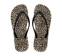 Pzuqiu Tongs unisexes pour femme - Tongs noires - Tongs décontractées pour la plage, la piscine et le confort quotidien, léopard, 40.5 EU