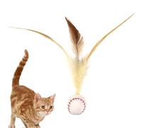 Pzuryhg Balle en plumes pour chat, balle de rebond interactive, jouet à mâcher et à poursuivre pour un exercice sain, enrichir le temps de jeu des animaux de compagnie, renforcer le lien entre les