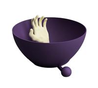Pzuryhg Bol à bonbons d'Halloween imprimé en 3D avec main squelette mobile, seau à friandises pour fête, festival, rassemblement, tours ou friandises, maison hantée, décoration de table
