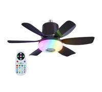 Pzuryhg Ceiling Fans with Lights and Remote, Flush Mount Bedroom Ceiling Fan, ABS, PC, Nylon Dimmable Light with Music Speaker, 3-Speed Timer Function for Indoor Living Room Use, 47x18cm