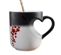 Pzuryhg Color Change Mug - Heart Handle Heat Activated Cup, Ceramic Thermal Drinkware with Sturdy Temperature Ink, Magic Reveal Function, Ideal for Family Home Kitchen
