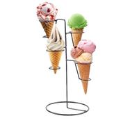 Pzuryhg Cone Holder - Tabletop Dessert Display Tower, Black Iron Treat Organizer with Stable Frame, Compact Food Presentation Tool, Ideal for Candy Bars Popcorn Stations Ice Cream Shops Catering