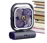 Pzuryhg Desk Fans Small Quiet, Portable Air Cooler, Rechargeable Cooling Gadget, 5-Speed Wind Control, Adjustable Tilt Head, Built-In Night Light, Perfect For Bedroom, Dorm, 9.47x7.09x3.8 Inches