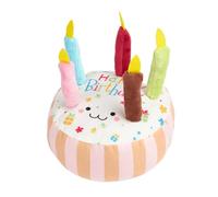 Pzuryhg Dog Squeaky Toys, Stuffed Animal Birthday Cake Shape Teething Chew Toy, Interactive Dog Toys for Small & Medium Dogs, Fun Enrichment Cake Design (17x17x9cm)