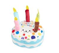 Pzuryhg Dog Squeaky Toys, Stuffed Animal Birthday Cake Shape Teething Chew Toy, Interactive Dog Toys for Small & Medium Dogs, Fun Enrichment Cake Design (17x17x9cm)