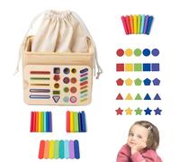 Pzuryhg Educational Shape Sorting Toy, Solid Wood Stacking Toys, Sensory Development Game, Wooden Sticks Activity, Interactive Fishing Play, Multi-Color, Ideal for Nursery and Kindergarten