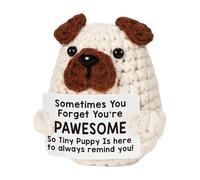 Pzuryhg Emotional Support Stuffed Animal, Crochet Emotional Inspirational Support Dogs, Encourage Steadfast Positivity, Motivational Dog Doll for Stress Relief and Encouragement, 1.97x2.76 inches