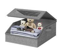 Pzuryhg Hat Storage Box - Round Travel Fedora Case, Large Stackable Cap Bin with Protective Clear Window, Reinforced Handles Dustproof Fabric, Ideal for Organizing Wide Brim Sun Hats and Accessories