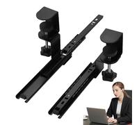 Pzuryhg Keyboard Tray Rail, Under Desk Keyboard, Sliding Keyboard Tray Rail, Keyboard Slider Under Desk, C-Clamp Mount System Under Desk Keyboard Holder Rail for Computer Room
