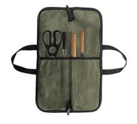 Pzuryhg Knives Bag, Waxed Canvas Travel Pouch with Compartments, Portable Chef Knife Organizer with Handle for Kitchen Tools and Culinary Professionals, 18.9x12.4 inch