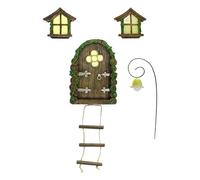 Pzuryhg Maisons de fées pour, Maison de fée Nain, fenêtre et Porte pour Arbres, Accessoires de Jardin Miniatures, Design de Jardin enchanté, décoration de pelouse, 20,5 x 17 x 5,5 cm