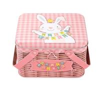 Pzuryhg Metal Nesting Buckets - Decorative Bunny Treat Box, Vintage Style Caddy with Top Handle, Themed Party Favor Holders, Ideal for Spring Festivals School Events Family