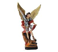 Pzuryhg Michael Vaincre Satan Statue | St. Michael Arcangel Statue colorée - St. Michael l'archange vaincre Satan Figurine Religieuse Collection Ange Sculpture