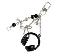 Pzuryhg Music Keychain - Headphone Bow Purse Charm, Musical Note Theme Pendant with Sparkling Accents, Sleek Zinc Alloy Fashion Jewelry, Ideal for Car Keys Bags Backpacks and Wallets