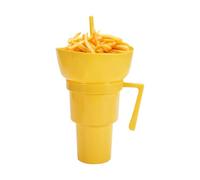 Pzuryhg Porte-gobelet à popcorn pour avec paille, 19 x 17 x 29 cm, récipient combo avec poignée pour films, pique-niques, voyages, fêtes en plein air, camping, voyage, salon