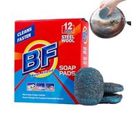Pzuryhg Steel Wool Soap Pads, 12-Pack Pre-Soaped Metal Scrubbers, 108g Heavy-Duty Cleaning Pads for Dishes, Pots, Pans, Oven Surfaces, Kitchen Tools and Accessories for Deep Grease and Grime Removal