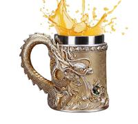 Pzuryhg Tasse à thé - Illustration de dragon oriental, verre d'inspiration chinoise avec glaçage sûr, tasse en métal pour café chaud ou boissons froides, idéale pour la maison, la cuisine, le bar, le