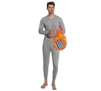 PZUYBZQ Sous Vetement Thermique Homme, Caleçons Longs Doublés En Polaire, Ensembles De Couches De Base Supérieures Et Inférieures Pour Temps Froid(Light Gray,XL)