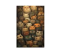 PZXXUEHY Poster de groupe de chats - Impression sur toile - Impression d'art moderne pour chambre à coucher - 20 x 30 cm