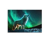 PZXXUEHY Poster décoratif sur toile représentant un loup solitaire qui chante - Impression d'art moderne pour chambre à coucher - 40 x 60 cm