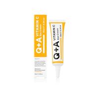Q+A Crème pour les yeux à la vitamine C, mélange de vitamine C, d’extrait d’acérola et de glycogène pour revigorer les peaux délicates et leur apporter une dose d’hydratation et d’antioxydants, 15 ml