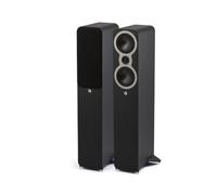 Q Acoustics 3040c Paire d'enceintes compactes au sol - 2 x 4,75 à cône incurvé continu, contreventement point à point, armoire HPE (pression égalisée), haut-parleurs stéréo (noir satiné)