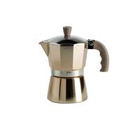 Q.b. FLUO DE by MOPITA, Cafetière 3 tasses en aluminium, Guranition en silicone, poignée anti-brûlure, pour tous les plans de coton, pas d'induction, Couleur Gold