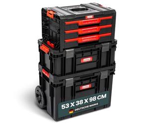 Q-Brick Set de 7 chariots à outils, taille XL, servante d'atelier, avec de nombreux accessoires l x p x h en cm : 53 x 38 x 98 cm Le mobile polyvalent, privé et commercial