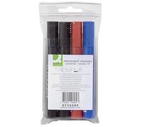Q-Connect 17843 Marqueur Permanent Pointe Biseautée Tracé 5mm Résistante Corps Plastique Pochette Lot de 4 Assorties