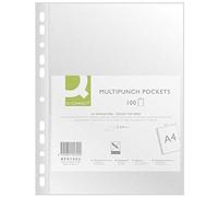 Q-Connect 19390 Pochette Polypropylène Eco Perforée Grainé Antistatique A4 6/100e Lot de 100 210x297mm Assorties