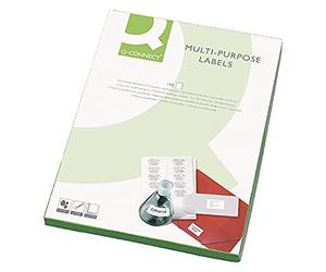 Q Connect 199.6x289mm 1 par A4 Feuille Multi usage Etiquette - Blanc (Lot de 100)