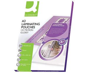 Q-Connect 44015 Pochette Plastification Économique Plastification Chaud Format A3 125 Microns Lot de 100 Assorties