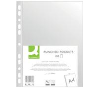 Q-Connect 52386 Pochette Polypropylène Perforée Lisse Cristal Antistatique Din A4 5.5/100e Lot de 100 210x297mm Assorties