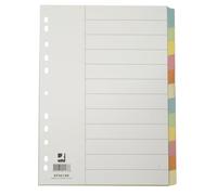 Q-Connect 932589 Intercalaire Carte 12 Positions A4 210x297mm 175g Multiperforé C Indice Pastel Assorties