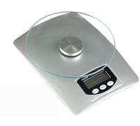 Q-Connect 936157 Pèse-lettres Électronique 5kg Base 14x20cm Diamètre 15cm Plateforme Cristal Tempéré Écran LCD Assorties