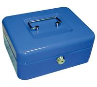 Q-Connect 937657 Caisse Monnaie Structure Acier Épaisseur Plateau Amovible Espace Billets Plastique Bleu