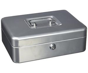 Q-Connect 937661 Caisse Monnaie Structure Acier Épaisseur Plateau Amovible Espace Billets Plastique Assorties