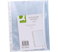 Q-Connect 973564 Pochette Polypropylène Perforée A4 10/100e Lot de 100 210x297mm Assorties