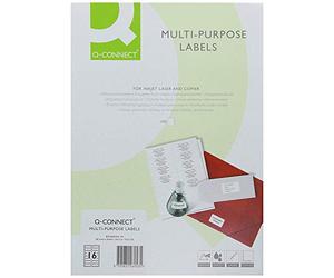 Q Connect 99.1x34mm 16 par A4 Feuille multi usage Etiquette - Blanc (Lot de 100)